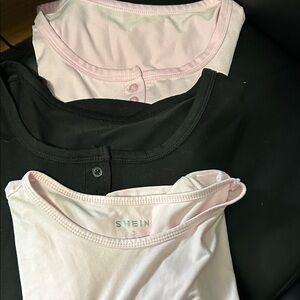 SHEIN Black and Light Pink Tops Trio